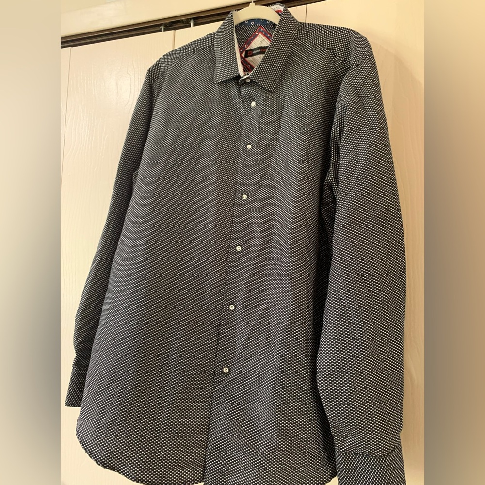 Alpine Swiss Black and Blue Patterned Shirt
